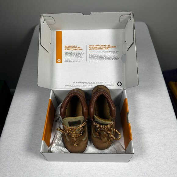 Timberland Lace Up Mid Field Boots Med Brown Nubuck Size 12 Toddler - Picture 6 of 6